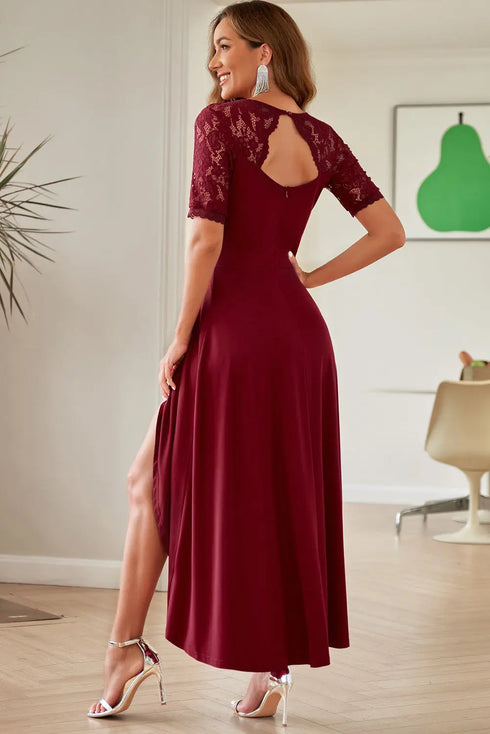 'Nereida' Short Sleeve Lace Dress - Celes Fashion